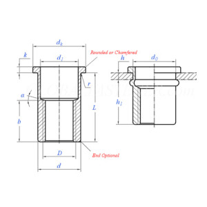 Гайка клепальна (бонка) з плоским буртиком оцинкована
